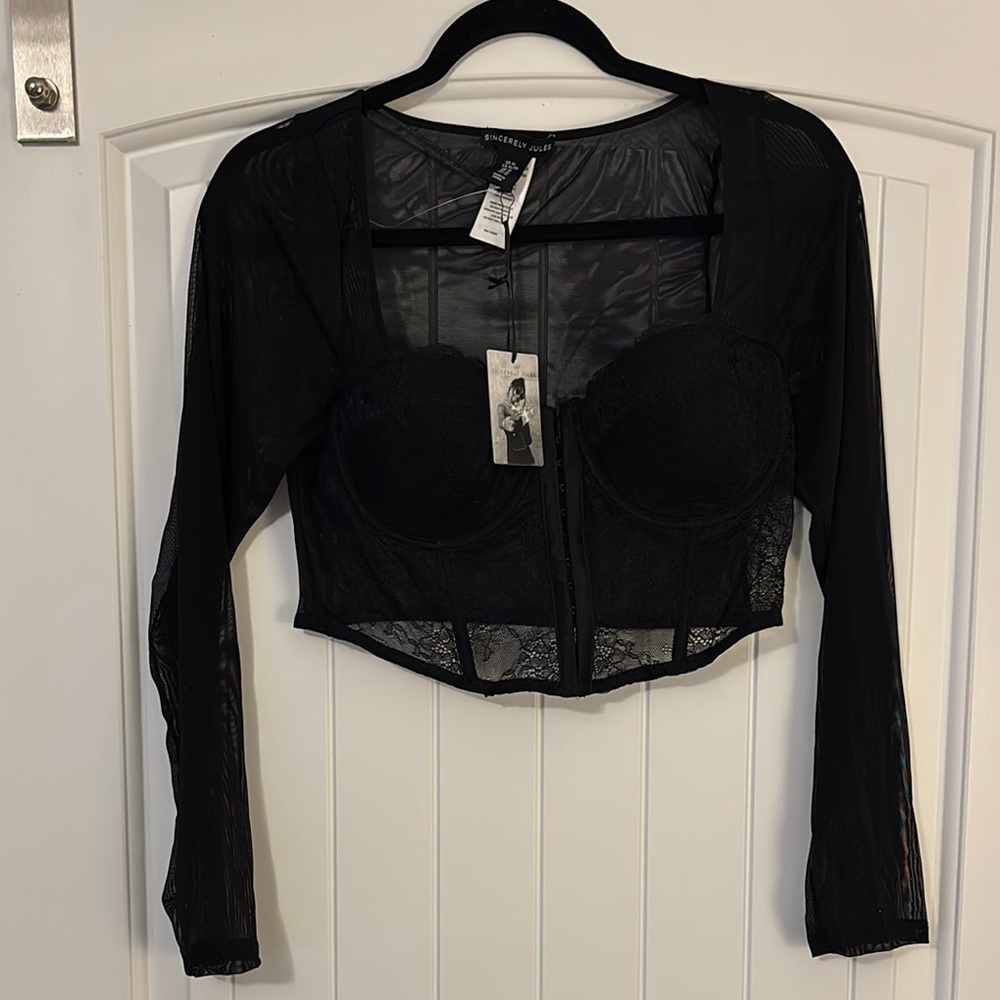 Sincerely Jules Black Lace Bustier Top